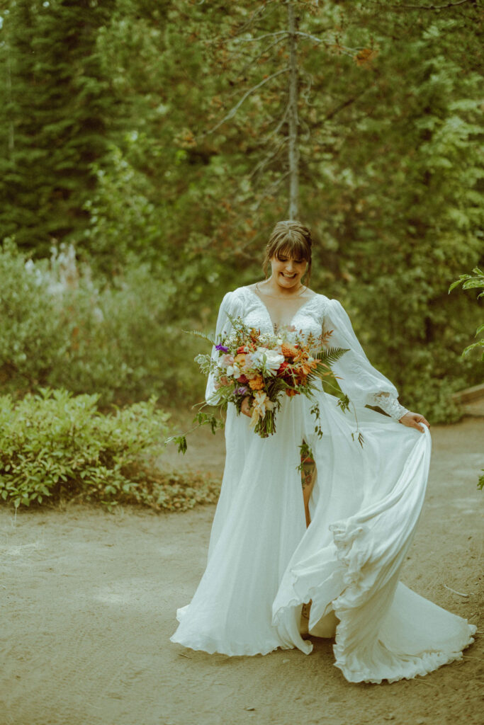 bride posing in wedding dress