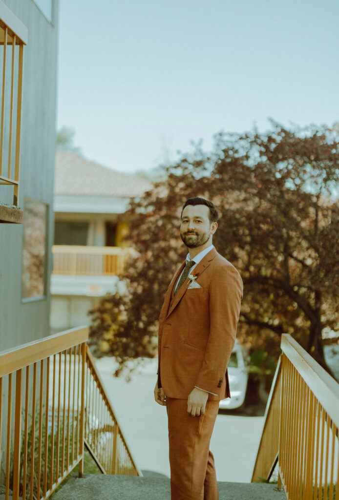 groom in a suit on his wedding day 