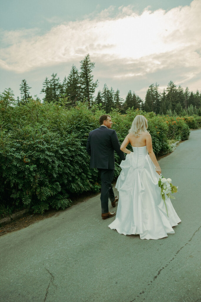 bride and groom at crater lake lodge for destination elopement 