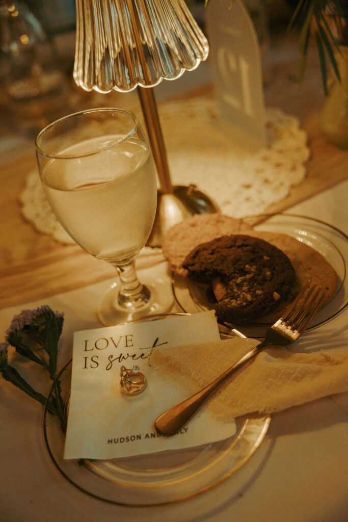 dessert flatlay at wedding in oregon
