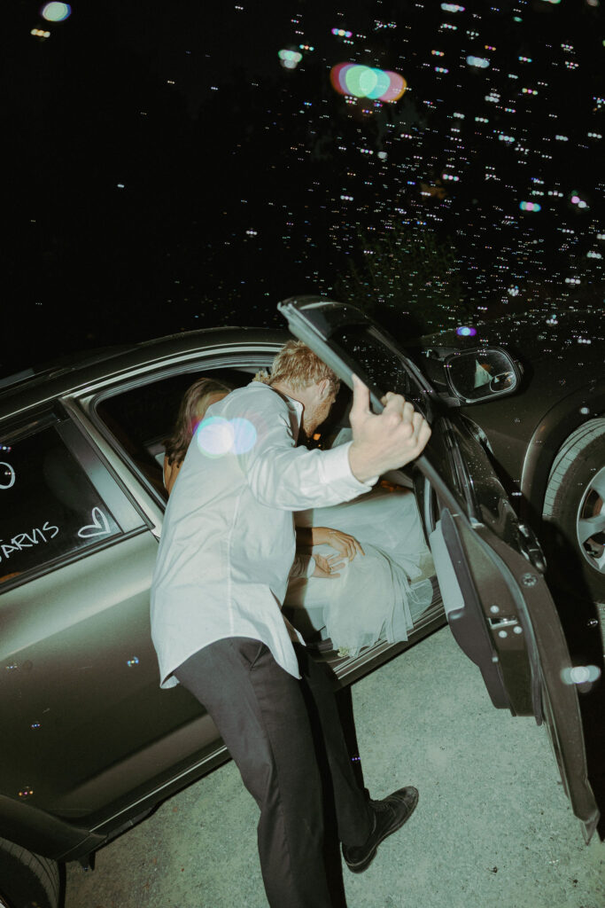 Bubble exit at wedding reception mt pisgah arboretum wedding in oregon